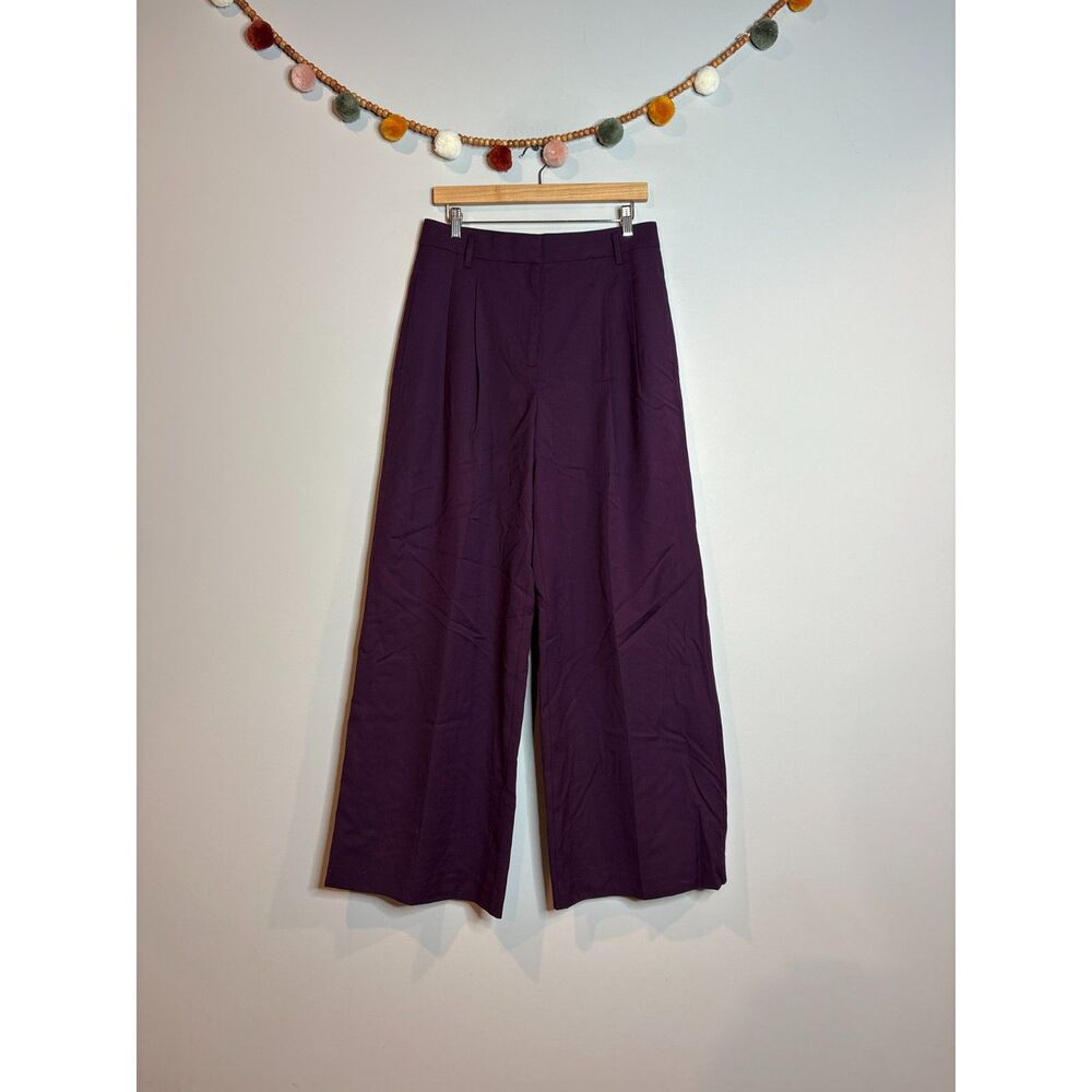 Ann Taylor burgundy 100% wool wide leg dress pants